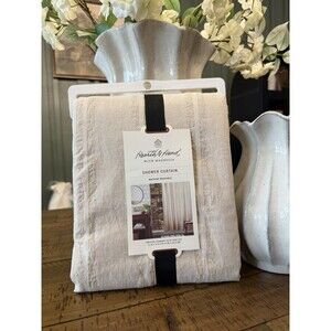 Vertical Striped Shower Curtain Natural - Hearth & Hand with Magnolia